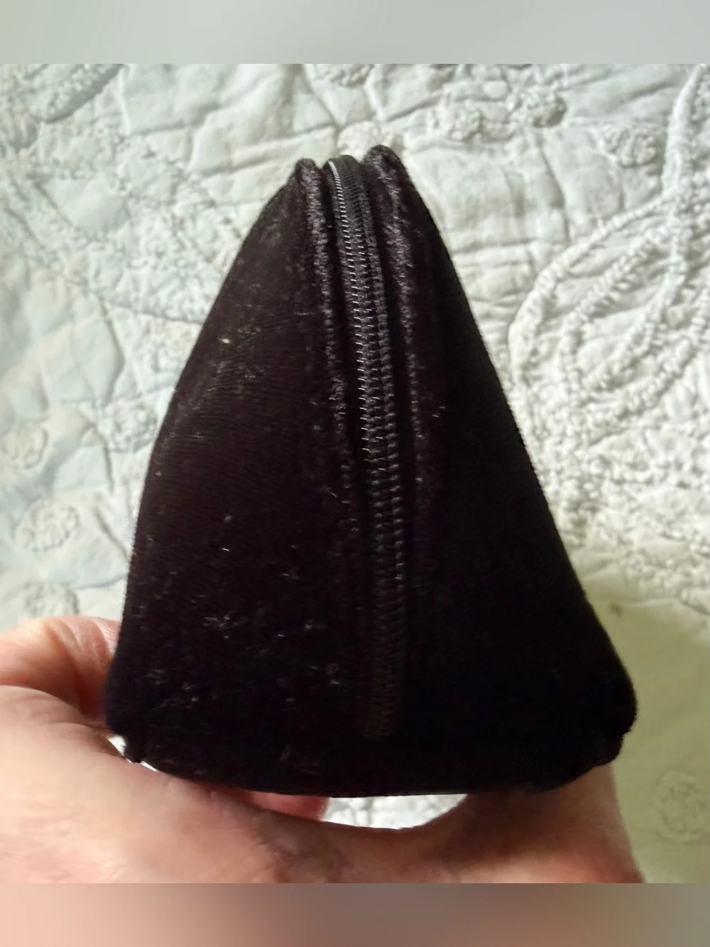 NEW Dior Black Velvet Cosmetic Pouch w Black Zipper/Silver ‘DIOR’ Zipper Pull